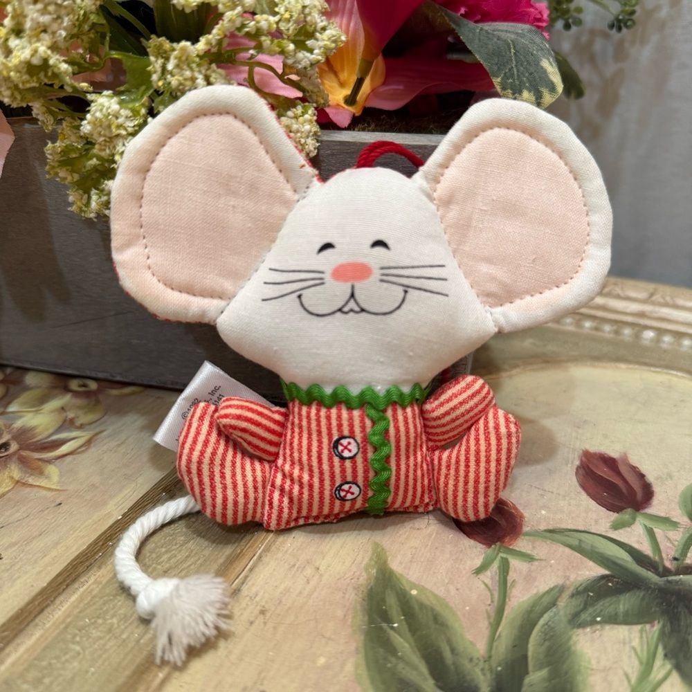 Vintage 1982 Hallmark Christmas Mouse Cloth Ornament